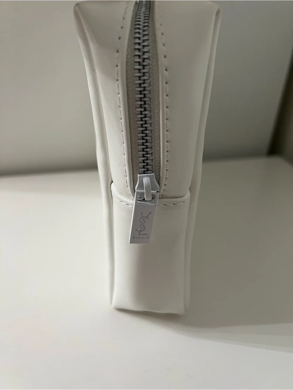 YSL Beauty white Cosmetic Pouch with Gold Logo